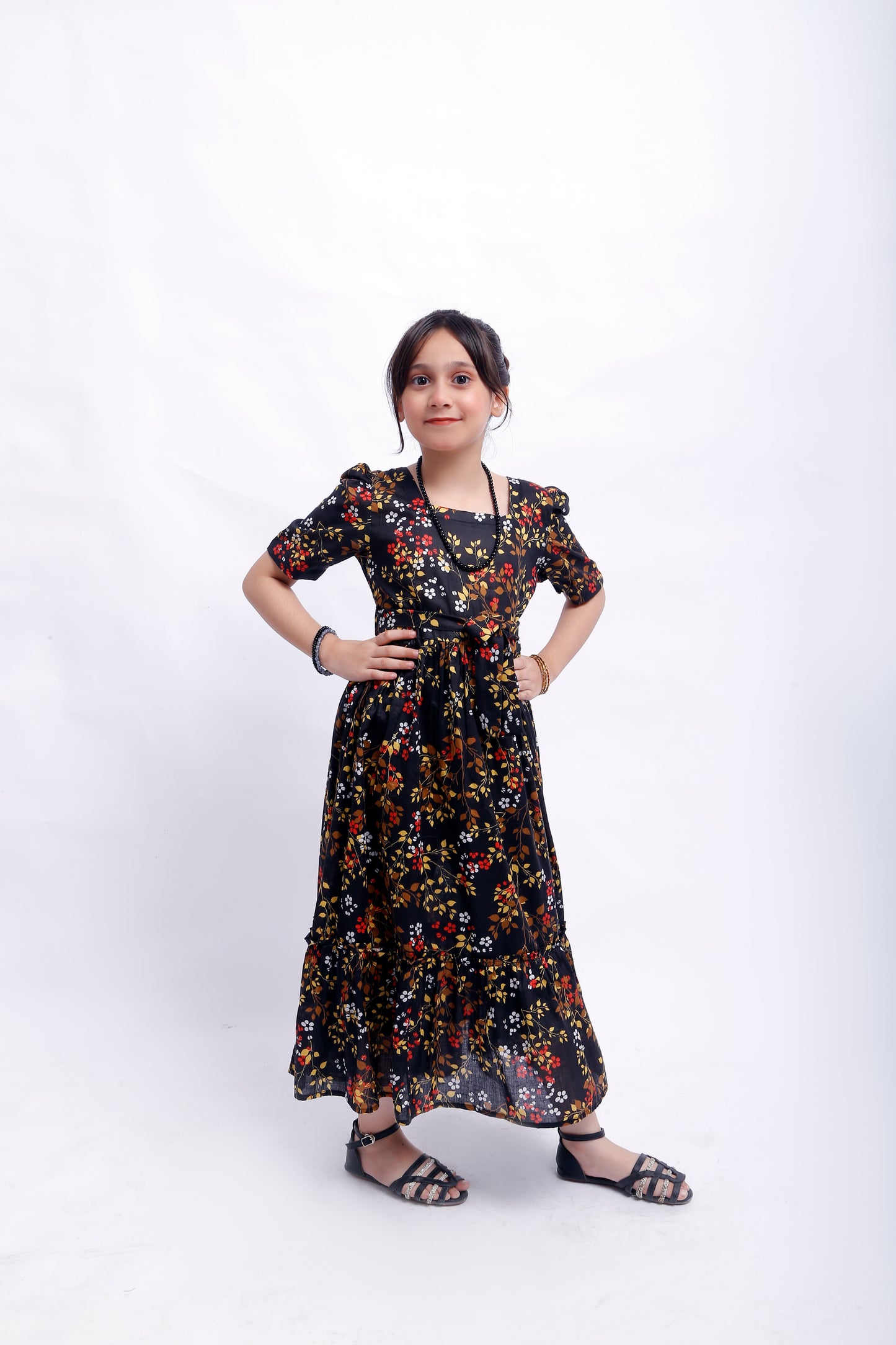 1 piece Stunning Digital Printed Black Lawn Western Frock. (Stitch)
