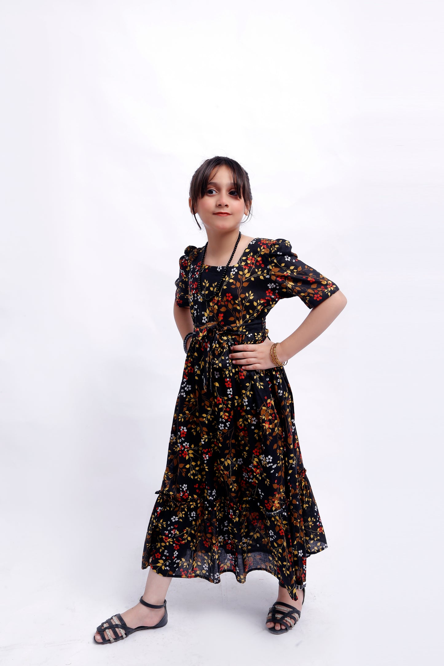 1 piece Stunning Digital Printed Black Lawn Western Frock. (Stitch)