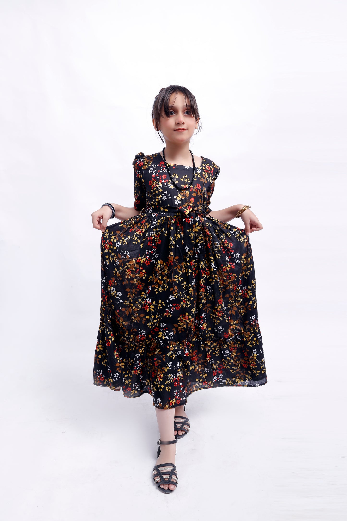 1 piece Stunning Digital Printed Black Lawn Western Frock. (Stitch)