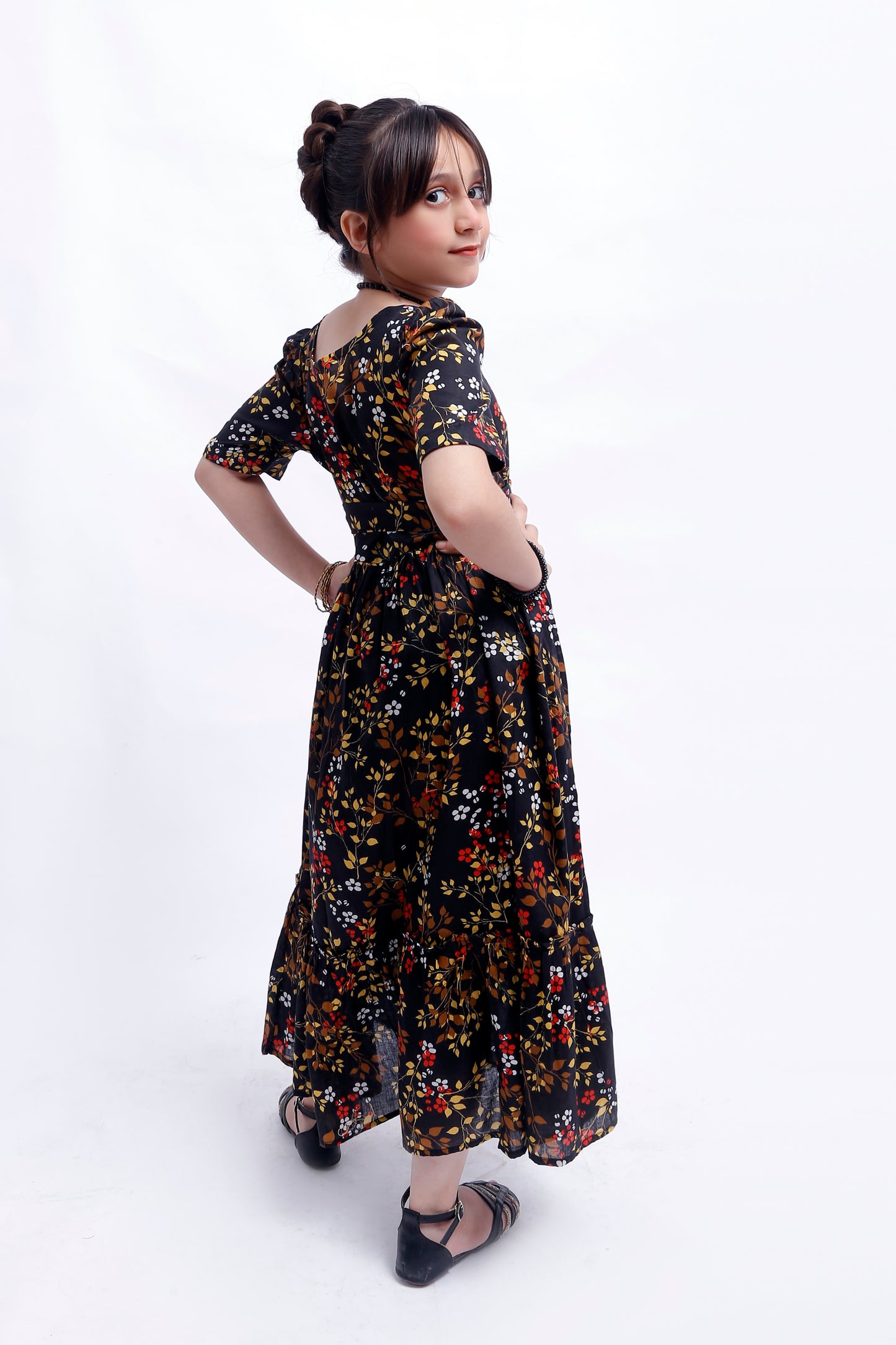 1 piece Stunning Digital Printed Black Lawn Western Frock. (Stitch)