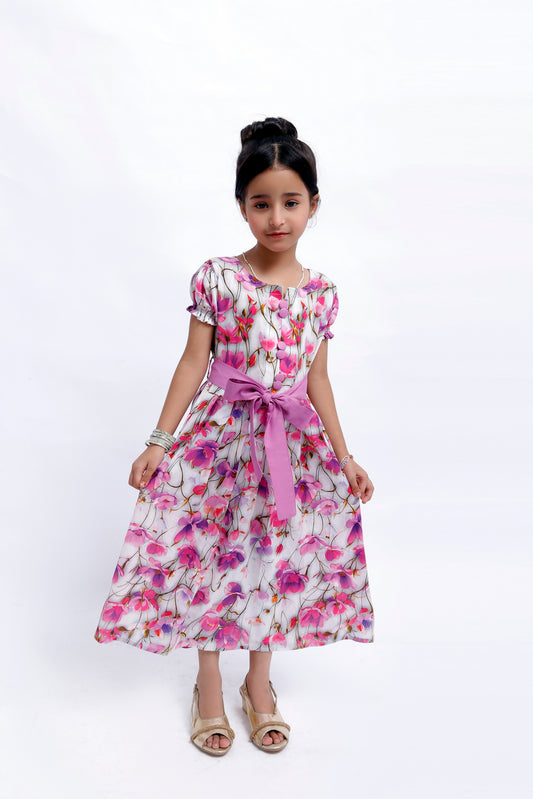1 piece Beautiful Digital Printed Lawn Western Frock.(Stitch)